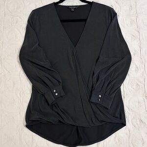Banana Republic long sleeve wrap blouse black, size S